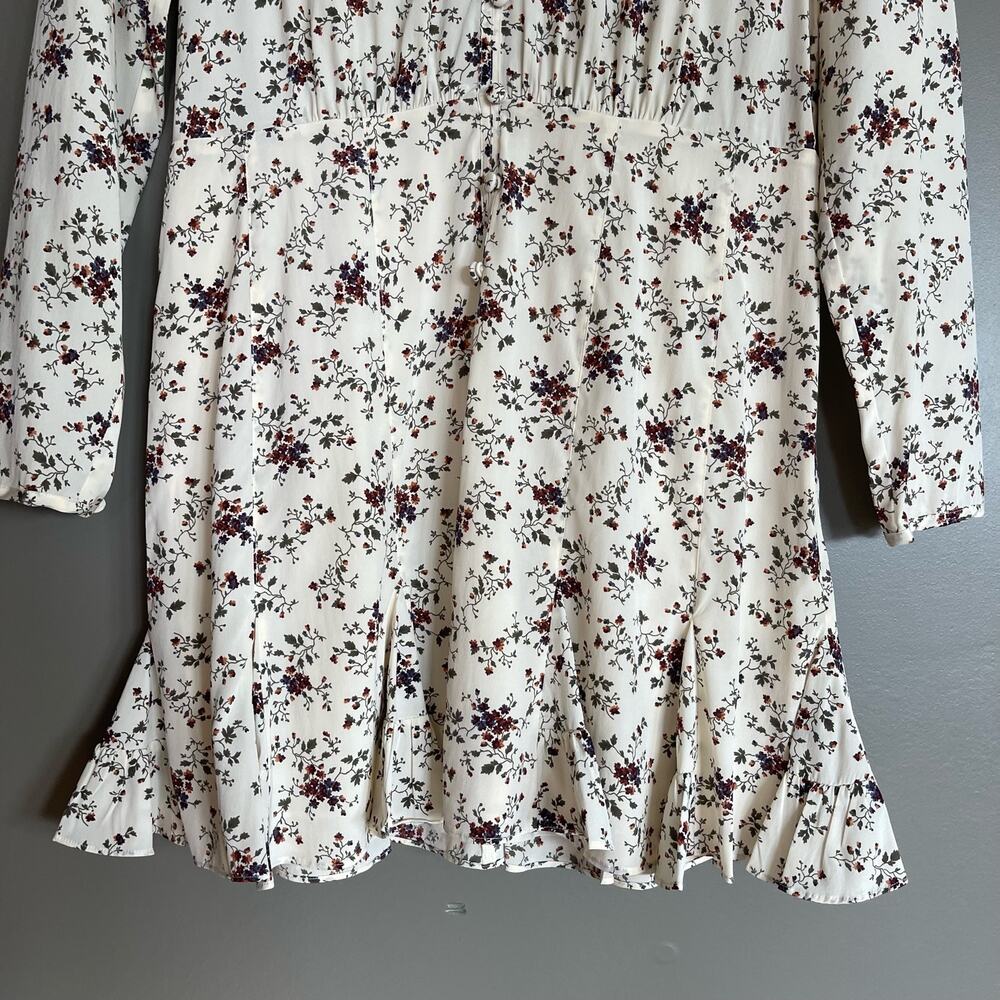 Veronica Beard Riggins Dress Whitestone Size 8 Silk Ivory Cream Floral Blouson - Picture 7 of 16